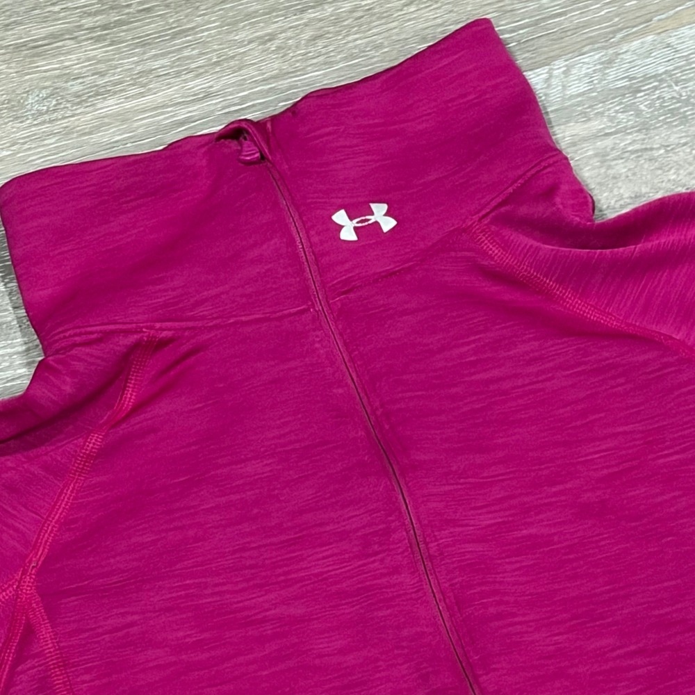 Under Armour Womens Magenta Pink Space Dye 1/4 Zip HeatGear Long Sleeve Top XS